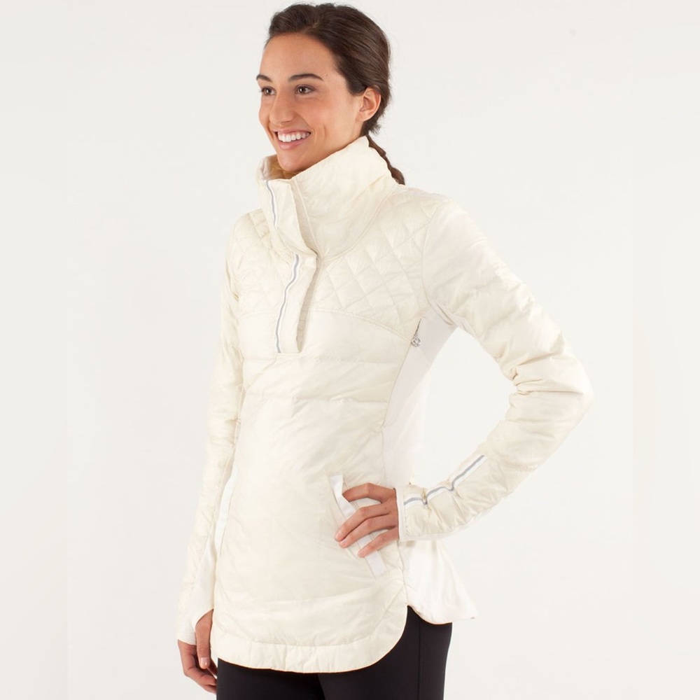 Lulu Lemon Lightweight Pullover Goose Down Puffer Polar Cream